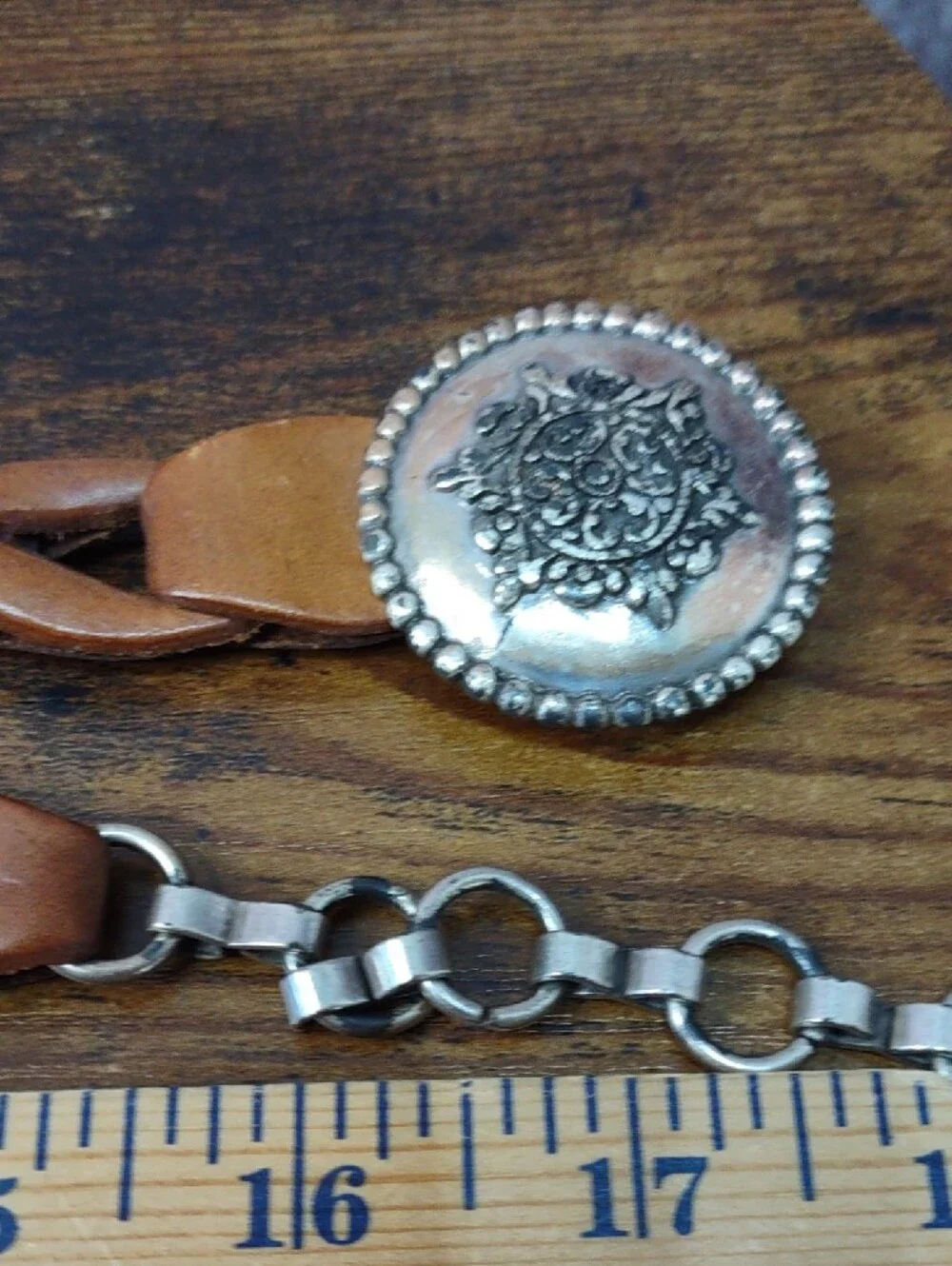 Brighton Linked Leather Belt with Silver Conchos